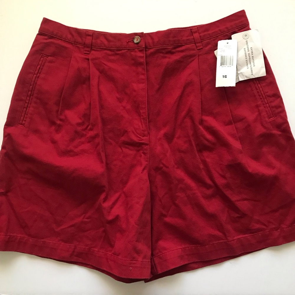 New York & Company Red Pleated High-Rise Shorts
